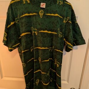 Jerzees Green Tee with Yellow Animal Stripe Print